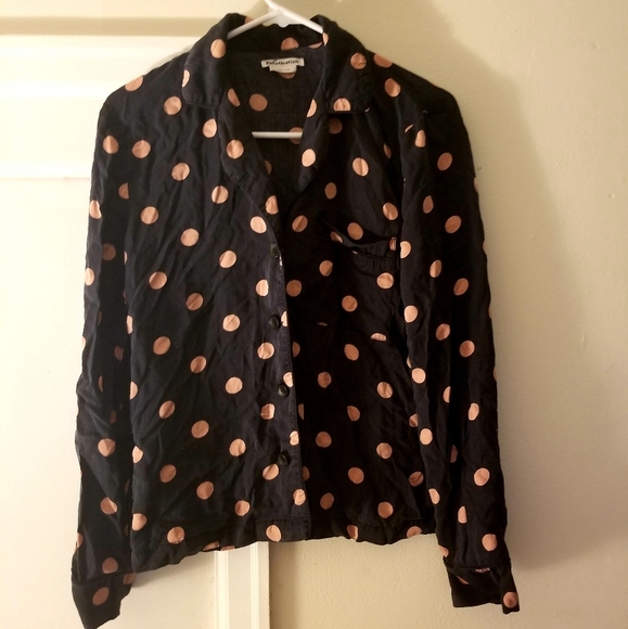 Reformation Black and Gold Polka Dot Pajama Set XS - Picture 3 of 5